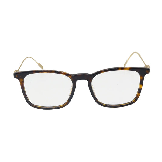 Classic - Tortoise Shell - Square - Eyeglasses | Gold Temple Accent