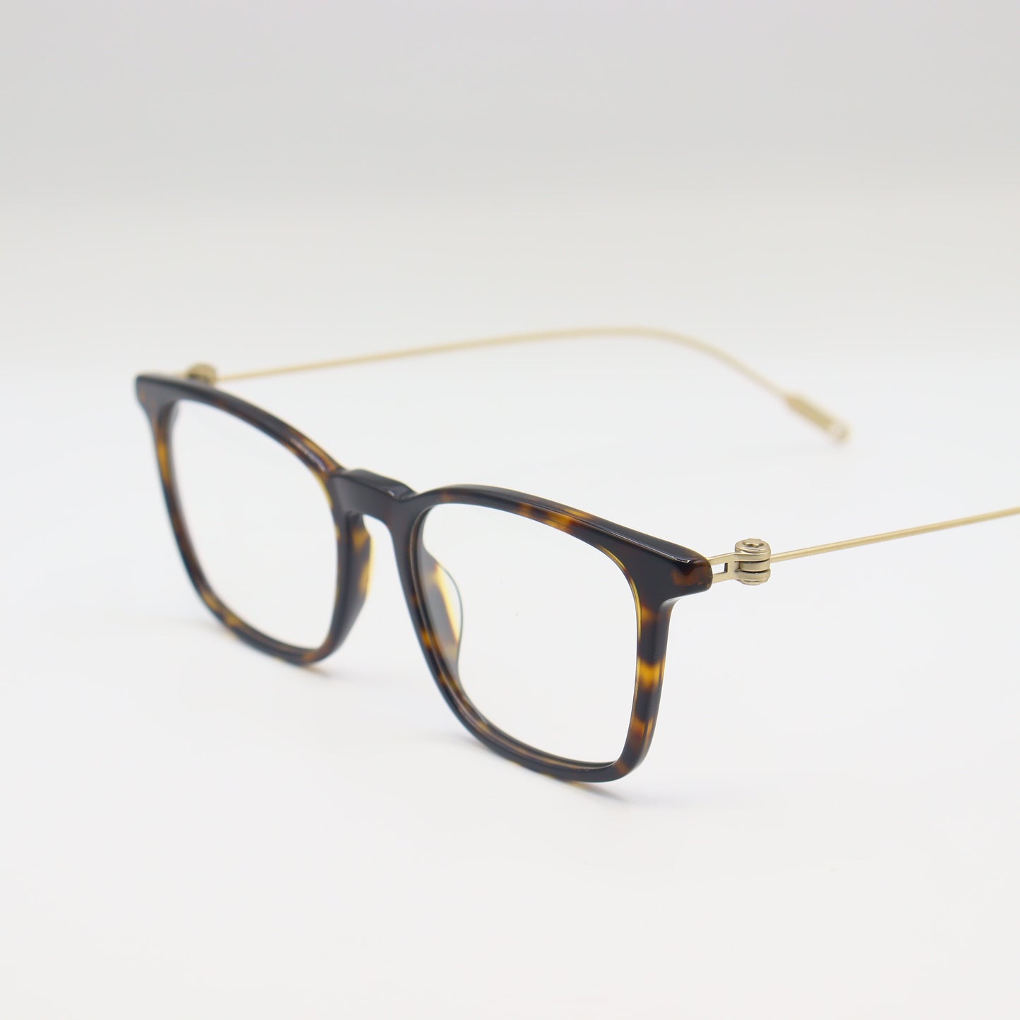 Classic - Tortoise Shell - Square - Eyeglasses | Gold Temple Accent