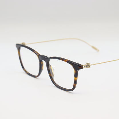 Classic - Tortoise Shell - Square - Eyeglasses | Gold Temple Accent