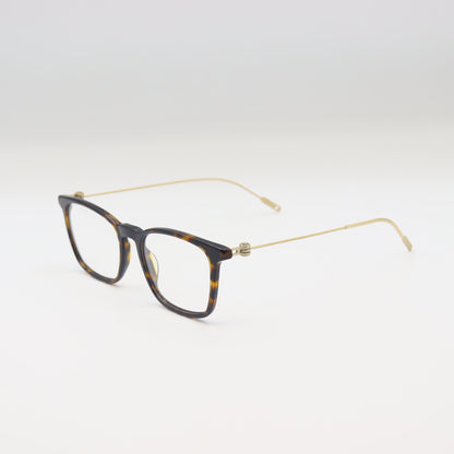 Classic - Tortoise Shell - Square - Eyeglasses | Gold Temple Accent