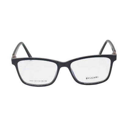 Black Bulgari square eyeglasses with luxury acetate frames, showcasing the sleek design and bold style of the CHASHMAY KHAS® spectacles.