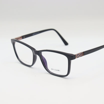 Black Bulgari square eyeglasses with luxury acetate frame, designed by CHASHMAY KHAS® for stylish spectacles.
