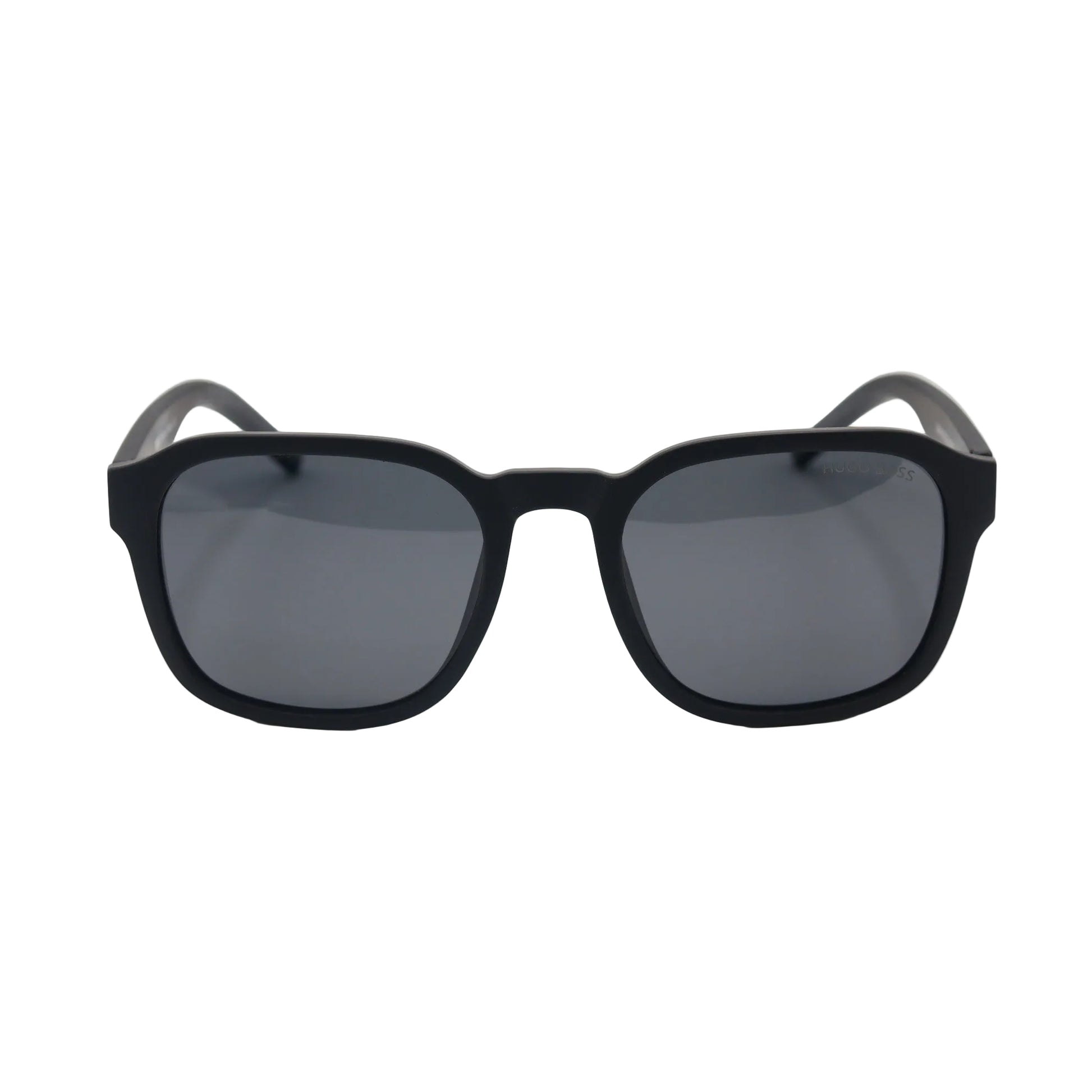 HUGO BOSS square polarized sunglasses with dark lenses and sleek black frame, branded CHASHMAY KHAS®.