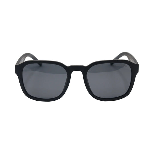 HUGO BOSS square polarized sunglasses with dark lenses and sleek black frame, branded CHASHMAY KHAS®.