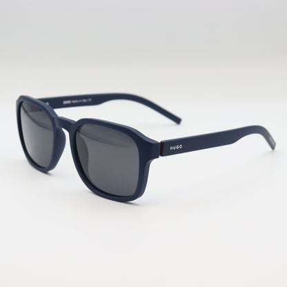 HUGO BOSS square polarized sunglasses with black frames and tinted lenses, designed for stylish sun protection.