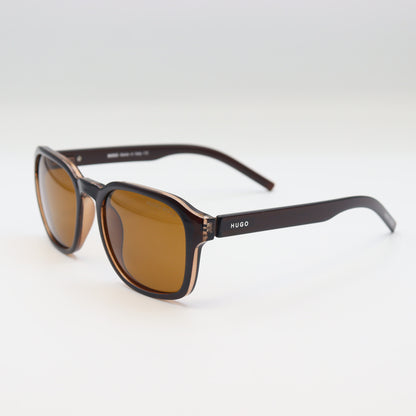 Chashmay Khas® square polarized sunglasses with dark lenses and black frame, stylish and protective eyewear from HUGO BOSS.