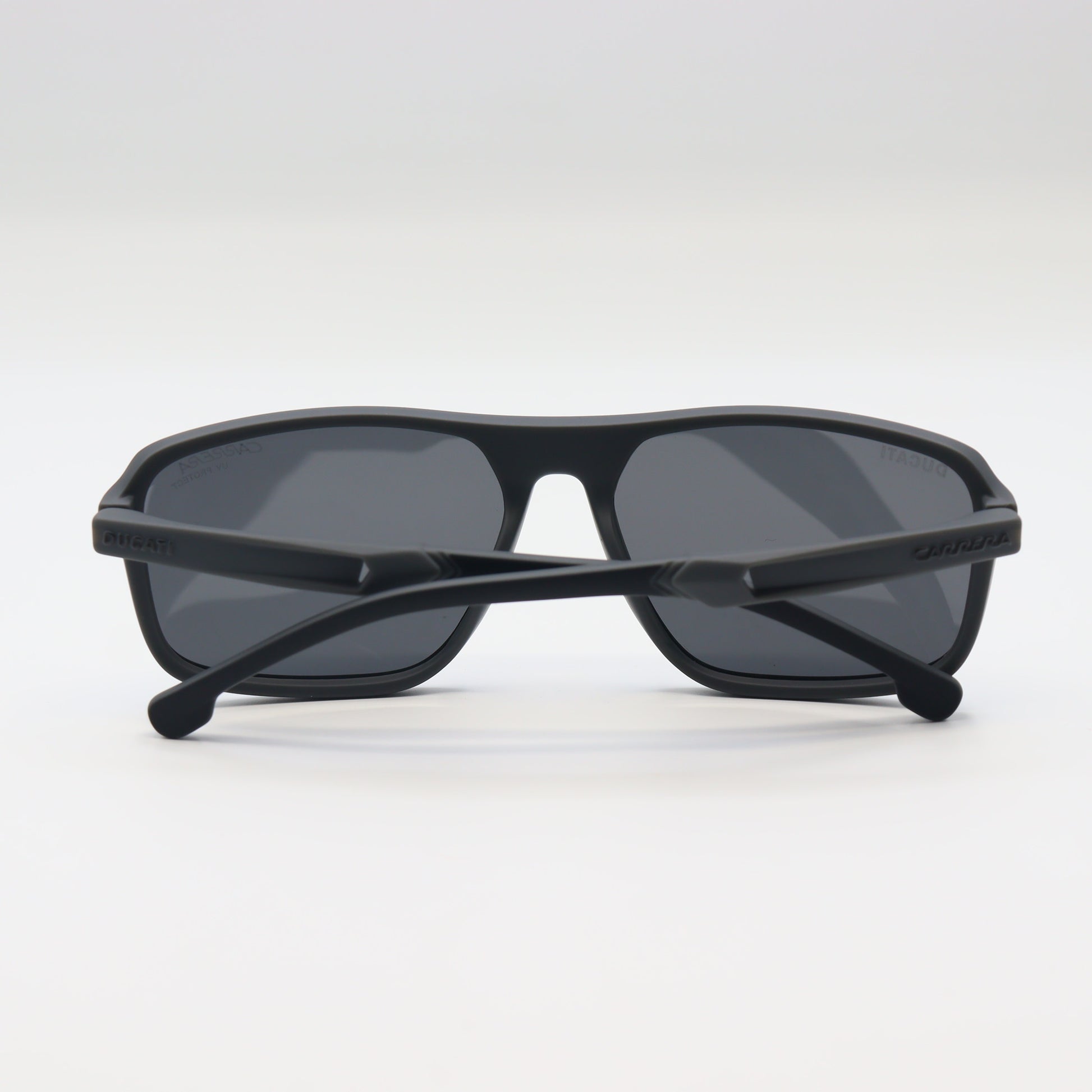 Chashmay Khas® Carrera x Ducati 22079 wraparound polarized sunglasses with sleek black frame and tinted lenses.