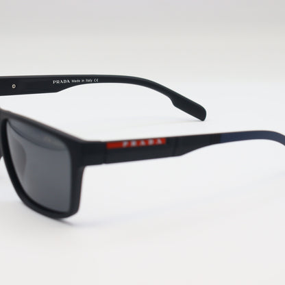 Prada square polarized sunglasses with matte black frame, stylish and UV-protective for a modern look.