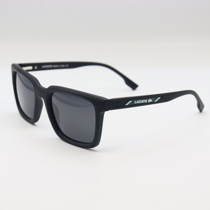 Black Lacoste square sunglasses with lightweight frame and polarized lenses, stylish and comfortable for everyday wear.