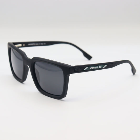 Black Lacoste square sunglasses with lightweight frame and polarized lenses, stylish and comfortable for everyday wear.