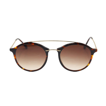 Giorgio Armani tortoise shell round sunglasses with gold double bridge and UV-protective lenses, stylish eyewear for men and women.