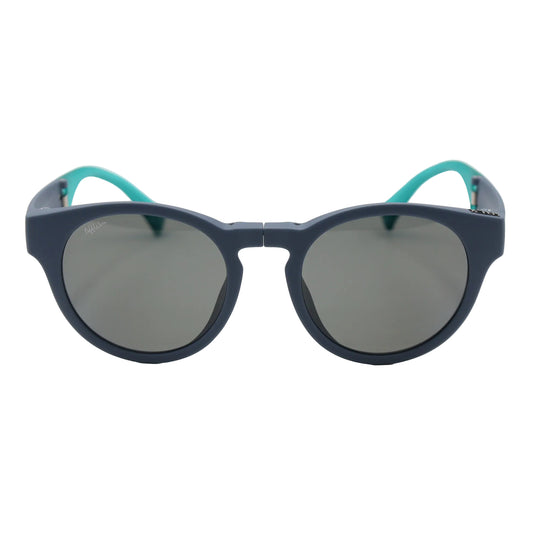 Off-White blue round sunglasses with matte navy and turquoise frames, stylish eyewear by CHASHMAY KHAS®