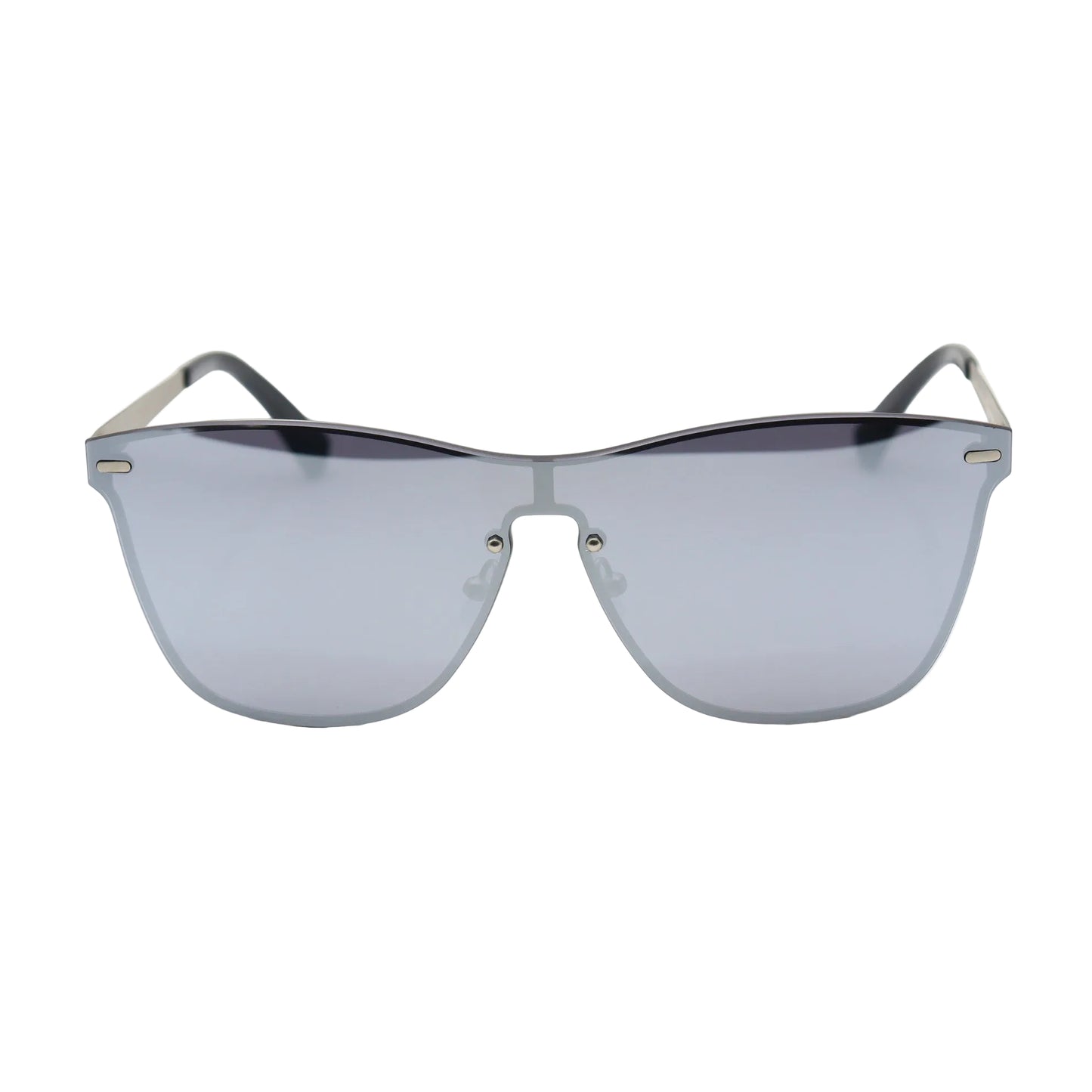 Silver and black aviator-style sunglasses by CHASHMAY KHAS® with shield lenses and modern design.