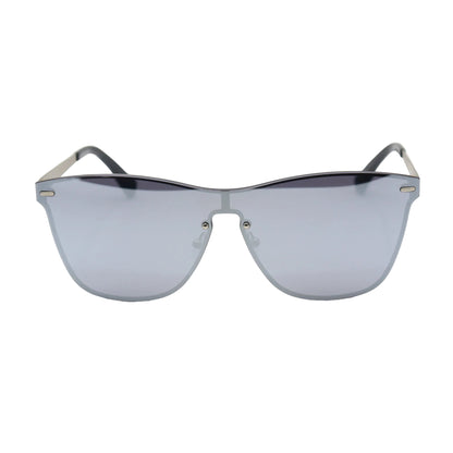 Silver and black aviator-style sunglasses by CHASHMAY KHAS® with shield lenses and modern design.
