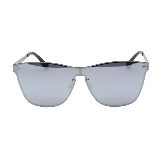 Silver and black aviator-style sunglasses by CHASHMAY KHAS® with shield lenses and modern design.